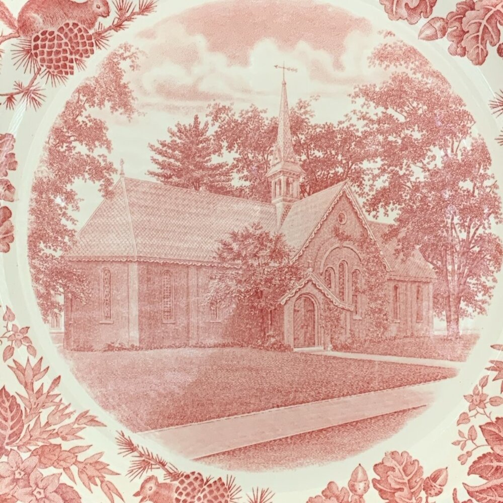Wedgwood Pink St. Paul’s School The Old Chapel Dinner Plate 1928 10 3/8” Vintage - Picture 2 of 7